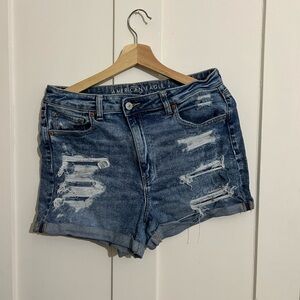 American Eagle Outfitters Women's Ripped Blue Jean Shorts
